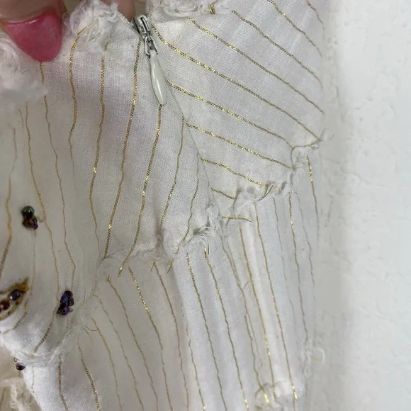 John Paul XL Skirt Tiered Embroidered Beaded Cowgirl Broomstick Full 100% Cotton - Picture 9 of 9